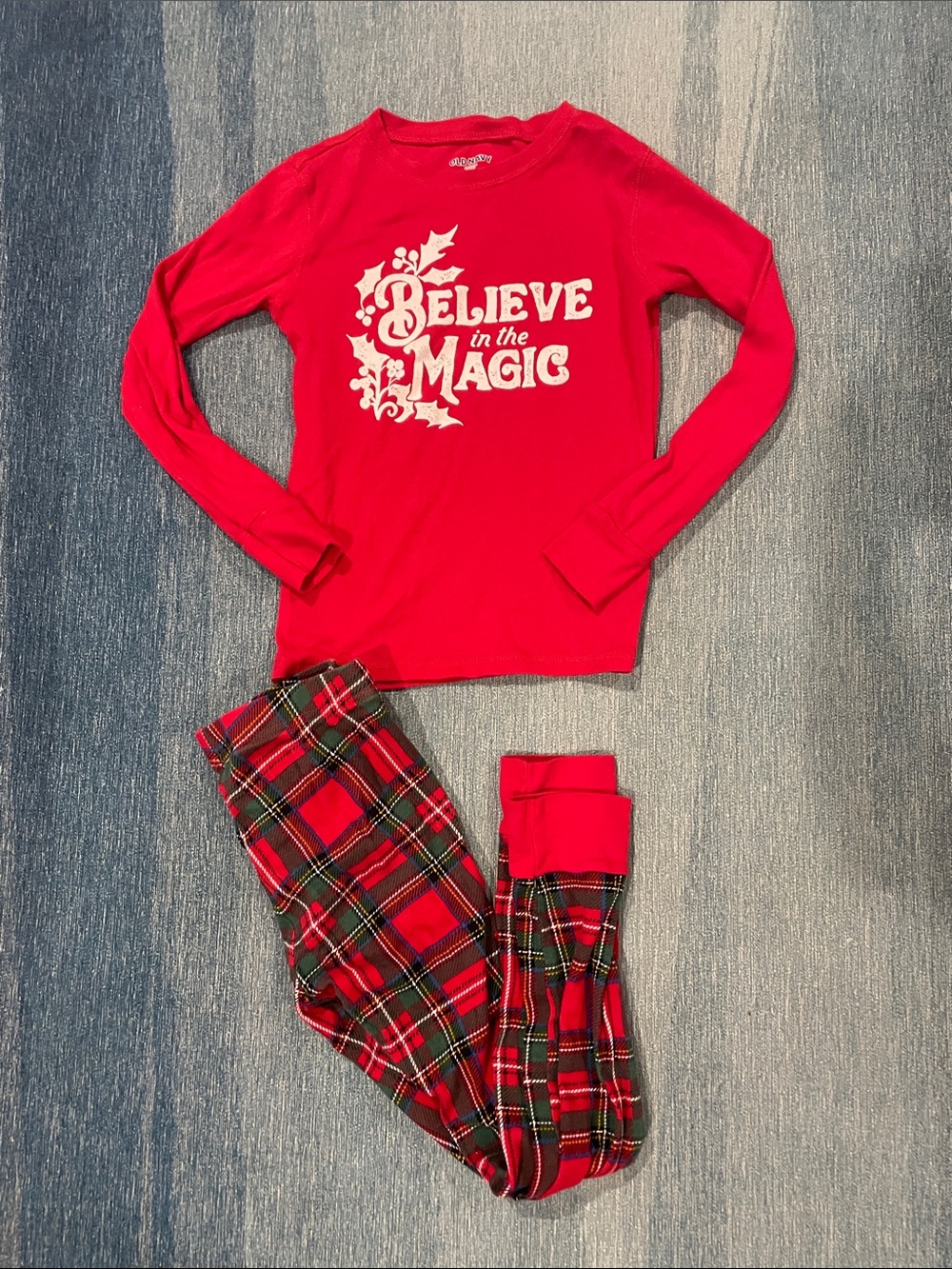 Old Navy Kids Red 'Believe in the Magic' Holiday Pajama Set